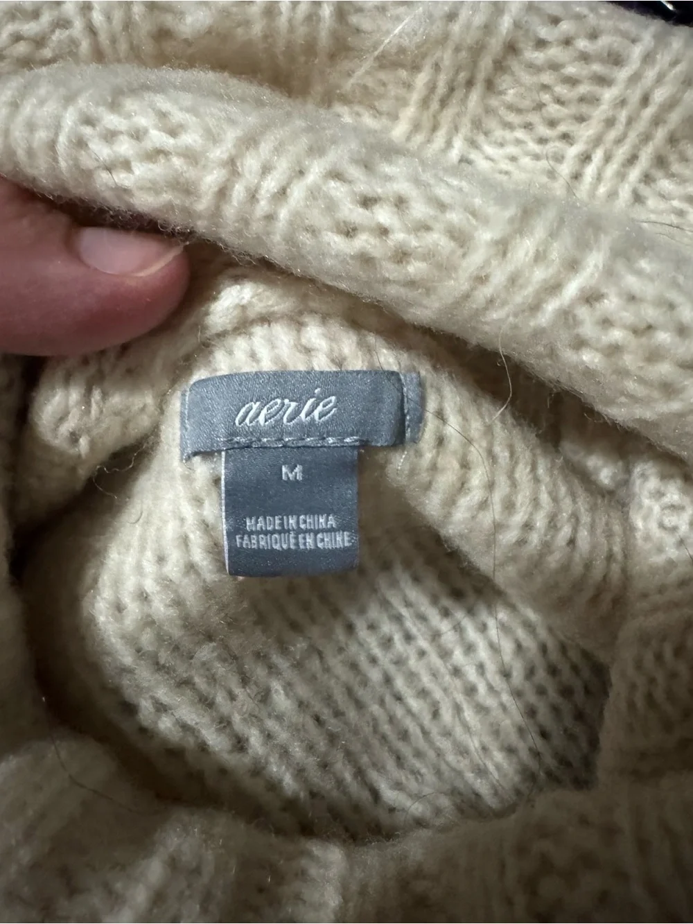 aerie Cream Cable Turtleneck Sweater